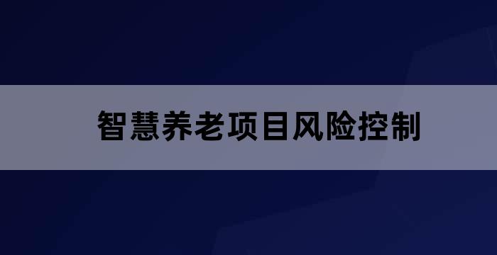 智慧养老项目风险控制