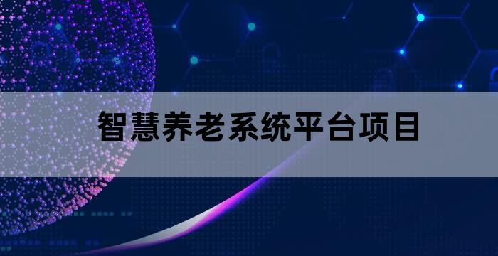 智慧养老系统平台项目