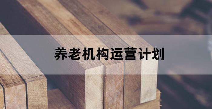 养老机构运营计划