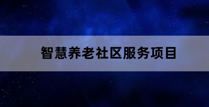 智慧养老社区服务项目