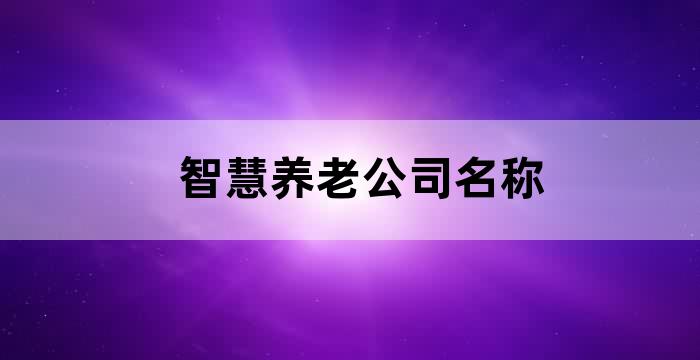 智慧养老公司名称