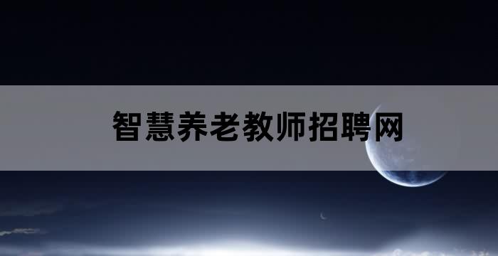 智慧养老教师招聘网