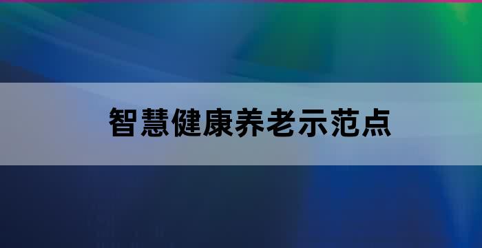 智慧健康养老示范点