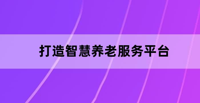 打造智慧养老服务平台